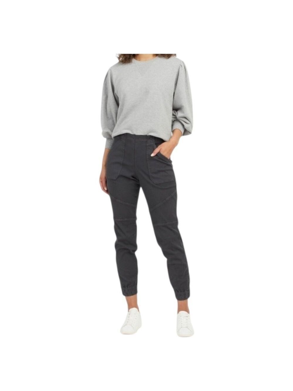 Spanx Stretch Twill Cargo Jogger In Washed Black Sz M